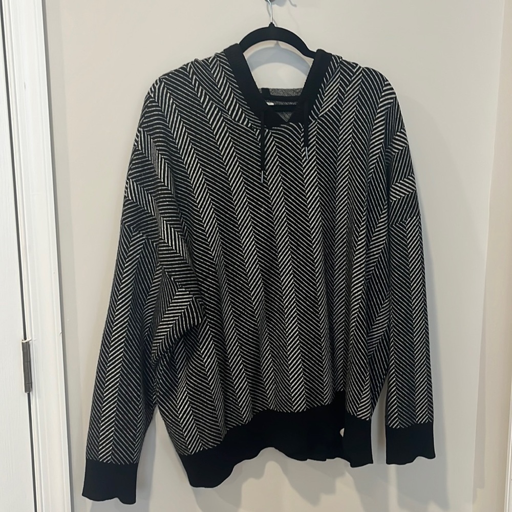 Joie Chevron Hoodie Knit Sweater Pullover Size 2X
